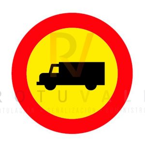 Señal de tráfico TR-106 obras prohibido vehículos de transporte de mercancía nueva DGT