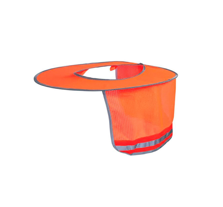 Protector de sol para casco con ala rígida y faldón naranja flúor alta visibilidad