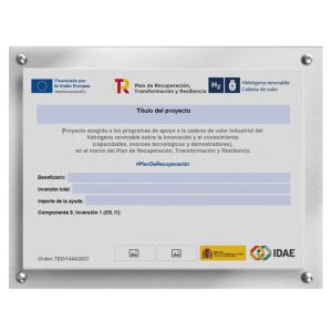 Cartel publicitario señalización actuación hidrógeno renovable cadena de valor
