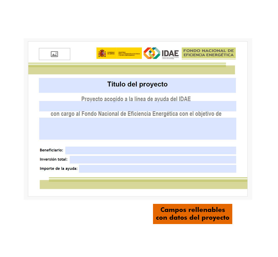 Cartel campos rellenables actuaciones con fondos IDAE dentro del FNEE