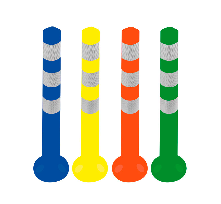 Bolardo rígido económico PVC 75 cm reflectante colores