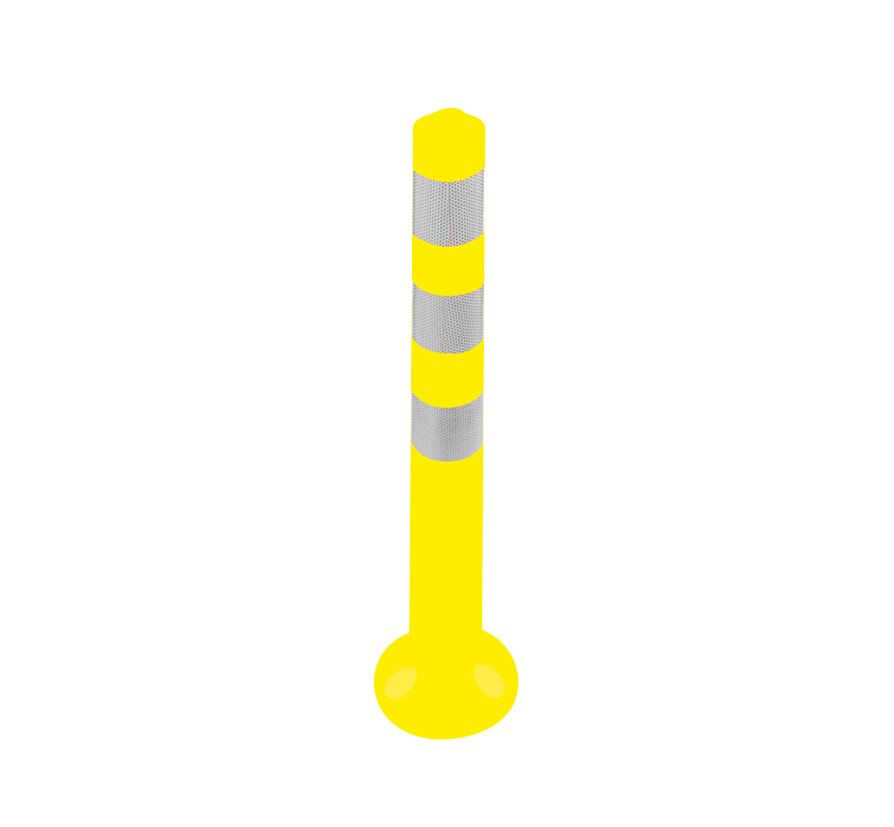 Bolardo rígido económico PVC amarillo 75 cm altura réflex