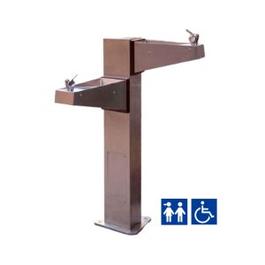 Fuente de agua inclusiva dos alturas acero inoxidable