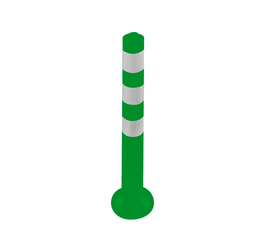 Bolardo rígido económico PVC verde 75 cm altura réflex