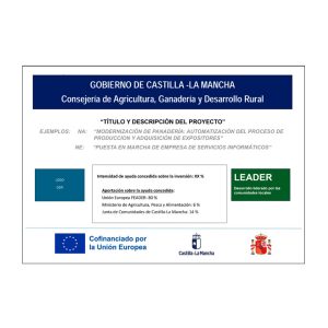 Placa Informativa Fondos LEADER Catilla-La Mancha